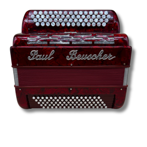 Accordéon Paul Beuscher ( Paolo Soprani ) 2 voix 80 basses rouge marbre