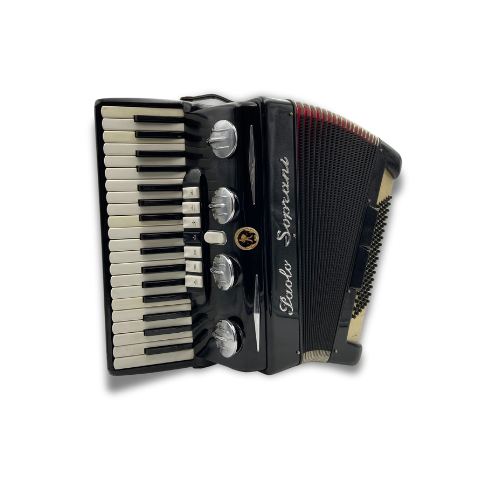 Illustration : Accordéon Paolo Soprani touche piano noir 96 basses 3 voix