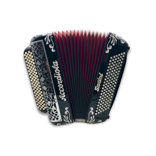 Illustration : Accordéon Accordiola noir 120 basses 4 voix